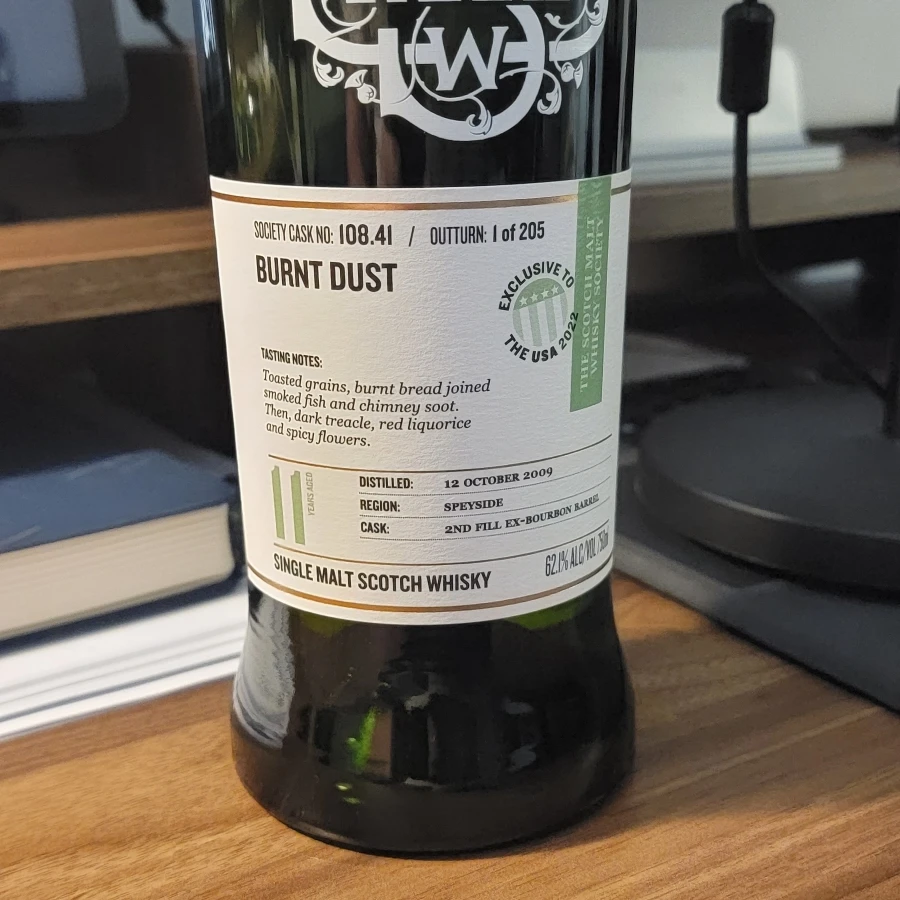 SMWS cask 108.41 Burnt Dust