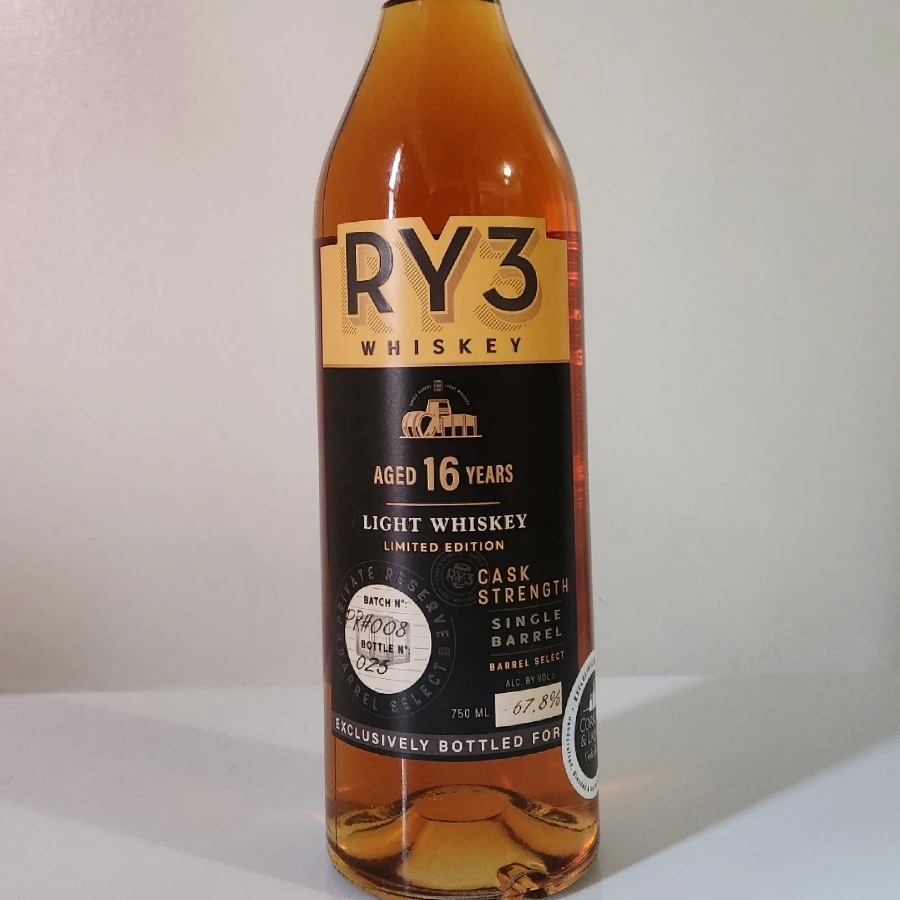 RY3 Whiskey 16YO Light Whiskey Cask Strength (Cork Keg & Liquors Exclusive)