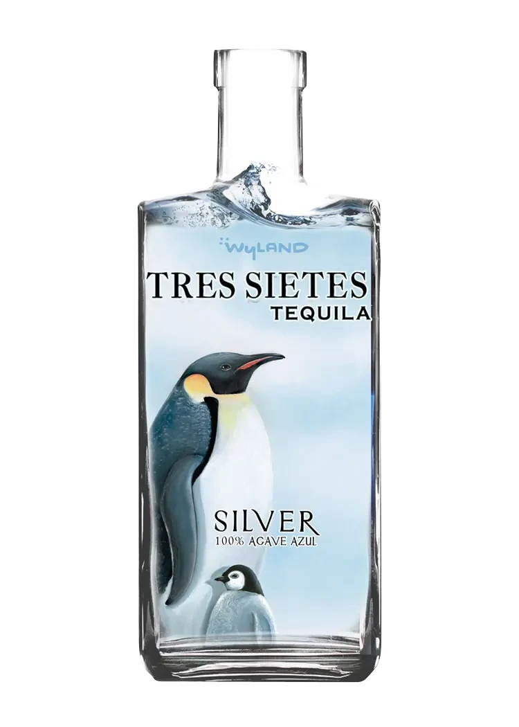 Tres Sietes Silver Tequila Penguin Label