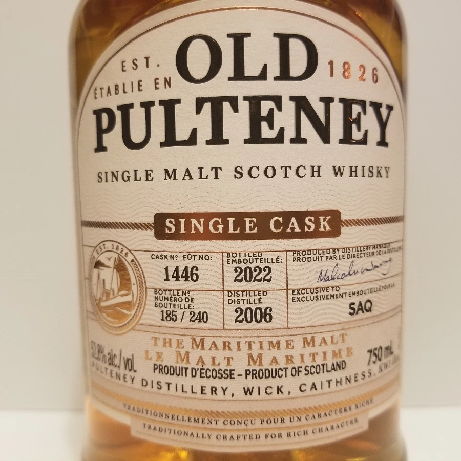 old pulteney 16 years old single cask #1446 SAQ exclusive