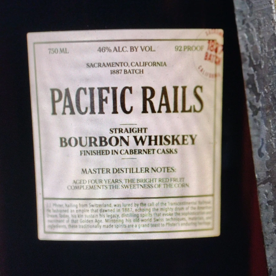 Pacific Rails Straight Bourbon Whiskey Finished in Cabernet Casks