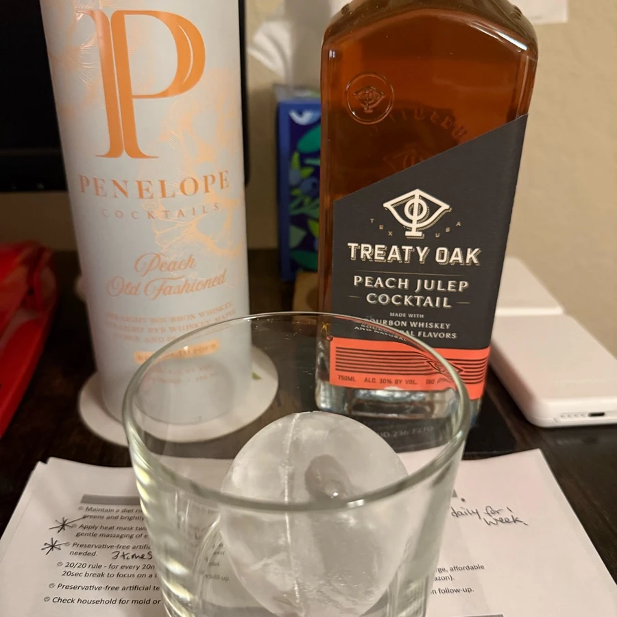 Treaty Oak Peach Julep Cocktail With Bourbon
