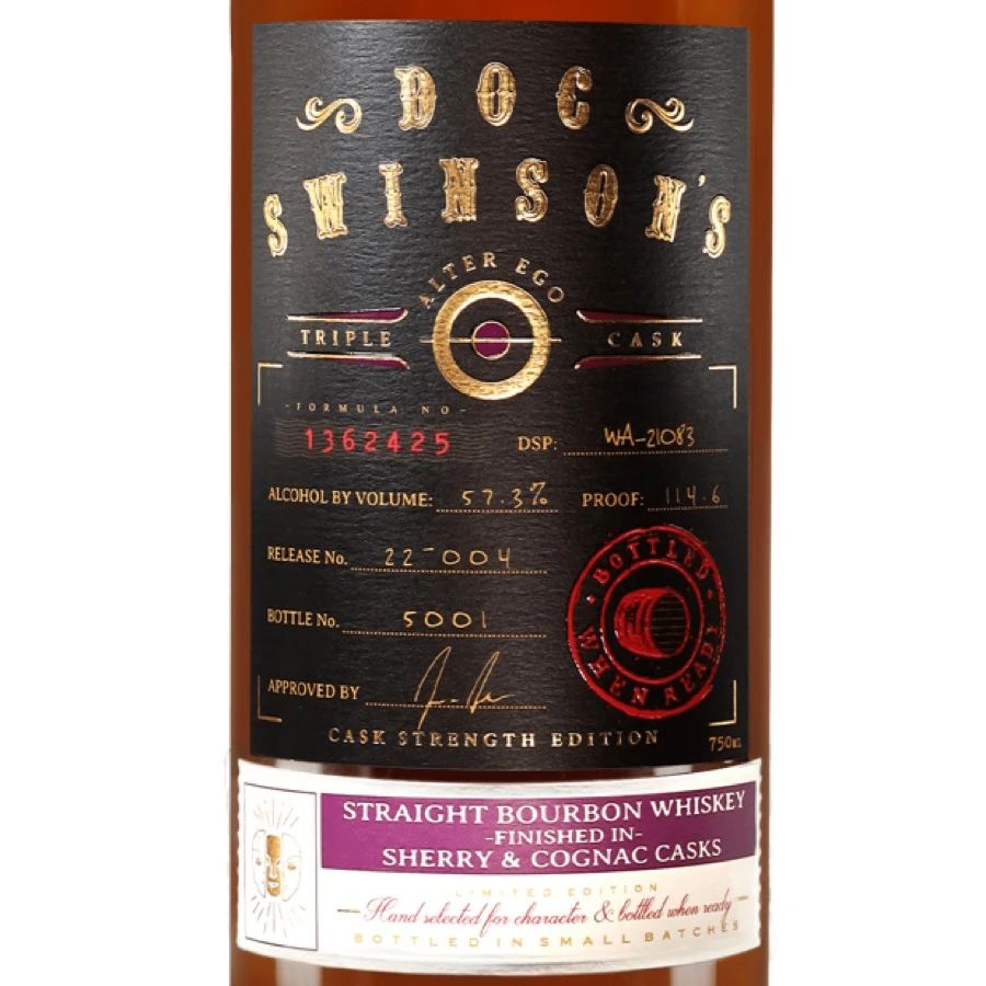 Doc Swinson's Alter Ego High Proof Triple Cask Bourbon Finished In Sherry and Cognac Casks