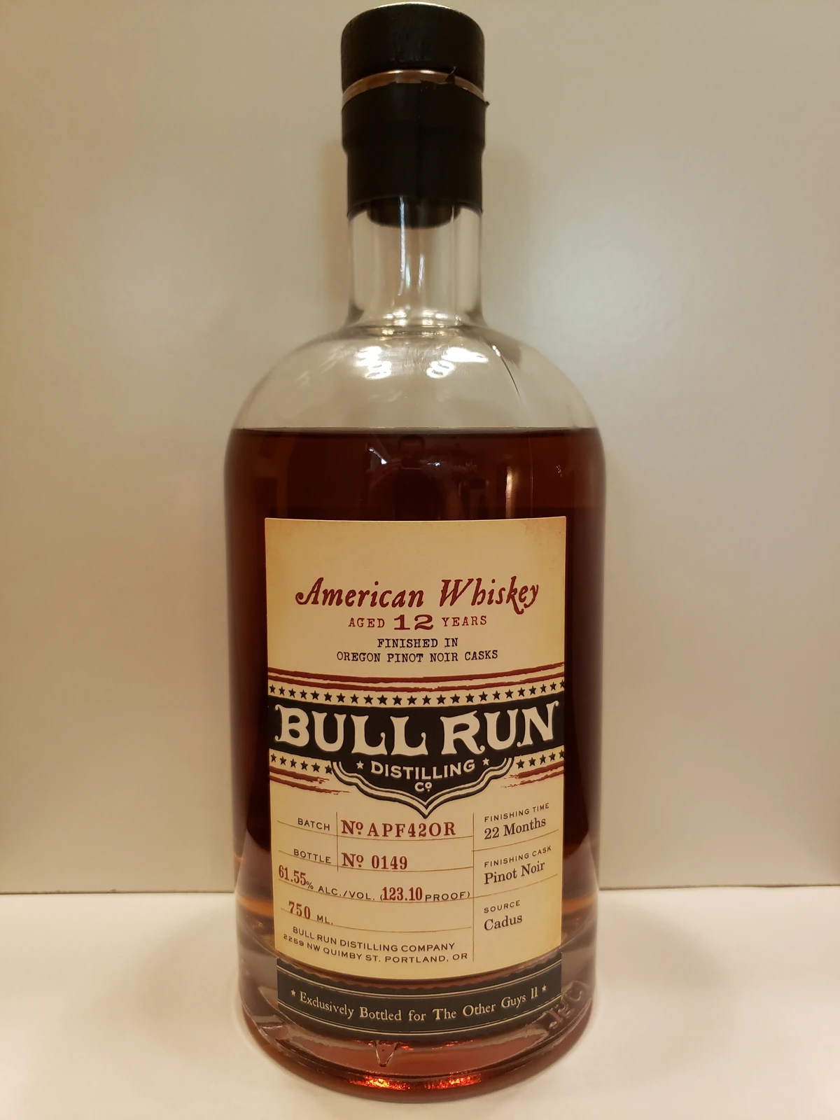 Bull Run American Whiskey 12 Year Pinot Noir Finish