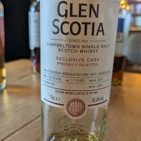 Glen Scotia 11 Year Old FF Bourbon/Bordeaux Red Wine/Refill American Oak