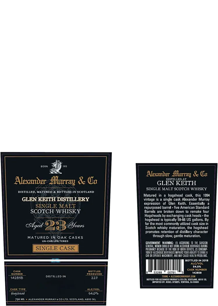 Alexander Murray Glen Keith 23yr Cask 142858 Speyside Single Malt