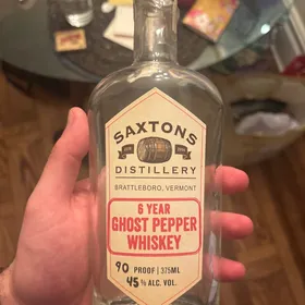Saxtons 6 year ghost pepper whiskey