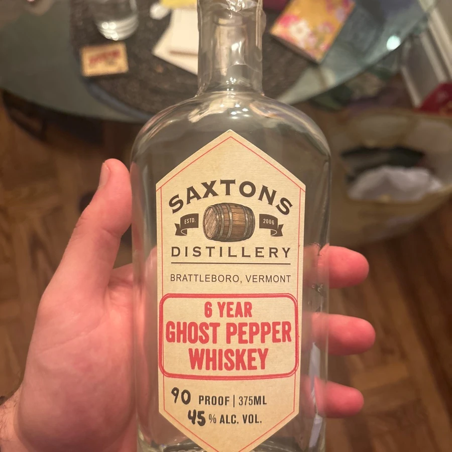 Saxtons 6 year ghost pepper whiskey
