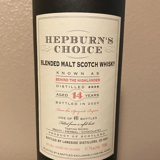 Hepburn's Choice (Craigellachie), 14 Year Old, Teaspooned Blended Malt