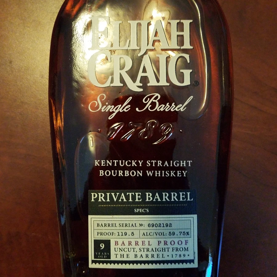 Elijah Craig Spec's Private Barrel, Barrel Proof, 9 Year Old