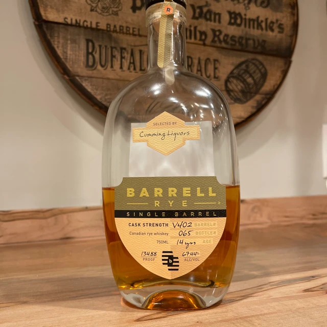 Barrell Rye Single Barrel Cask Strength Barrel v402 Cumming Liquors
