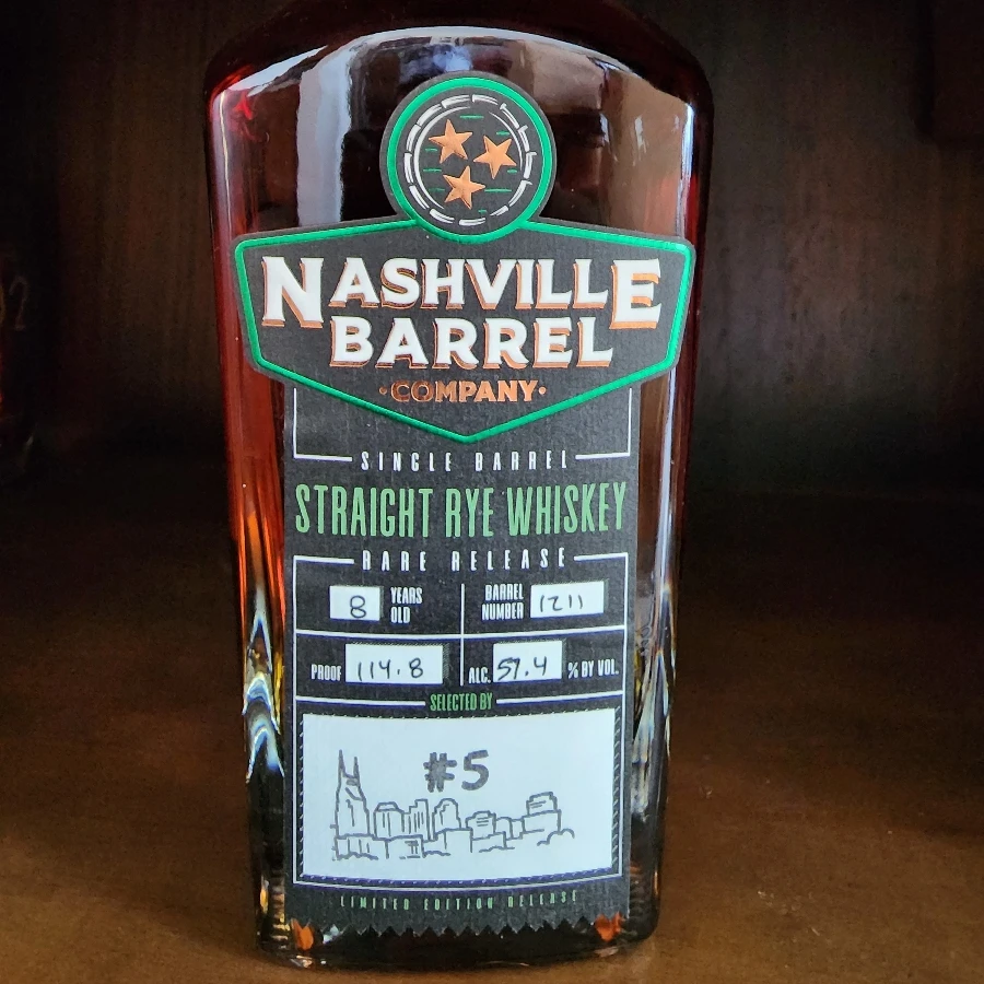 Nashville Barrel Single Barrel Straight Rye Whiskey Rare Release #5