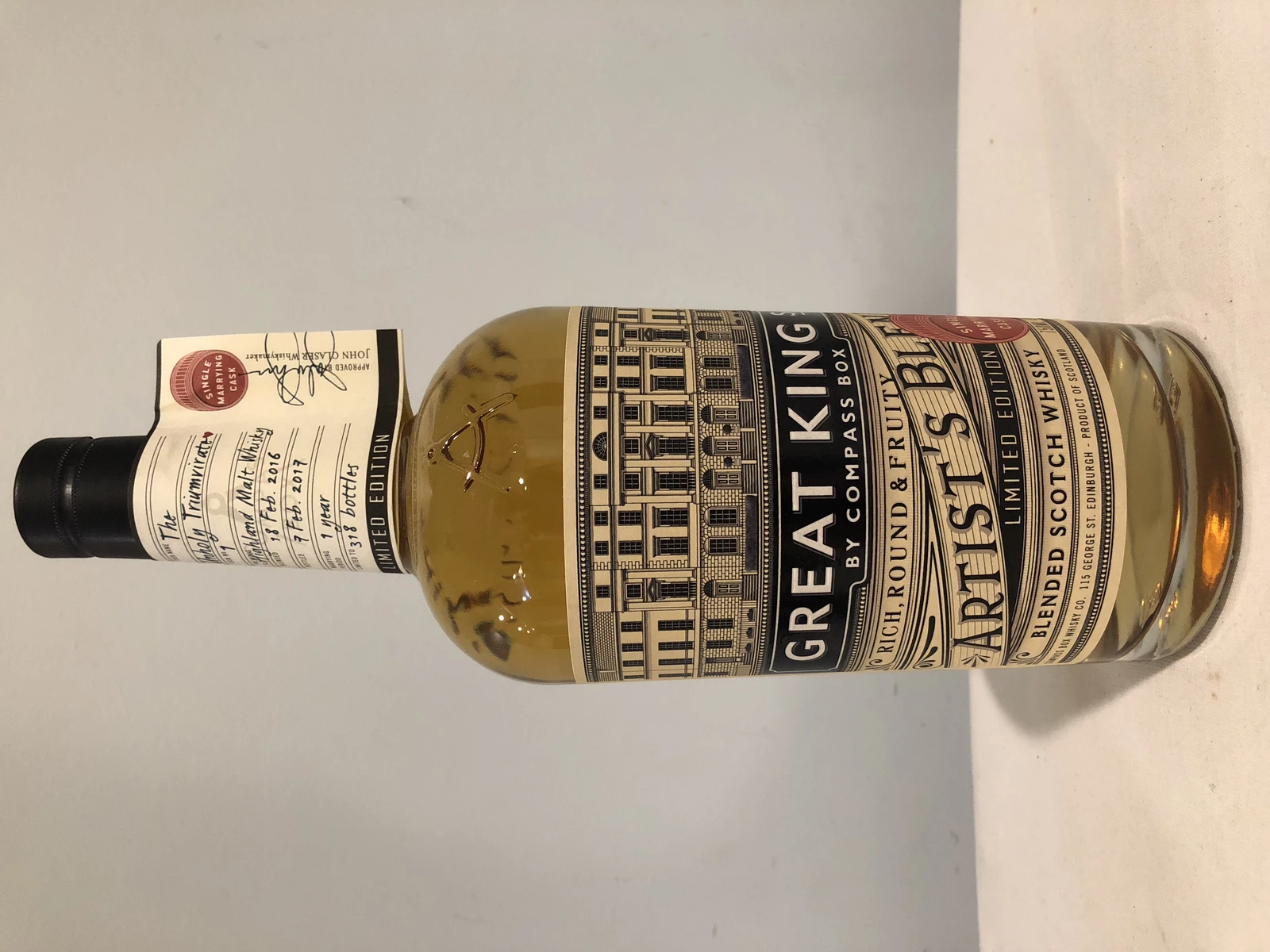 Compass Box Great King St Artist's Blend The Unholy Triumvirate Single Marrying Cask #10