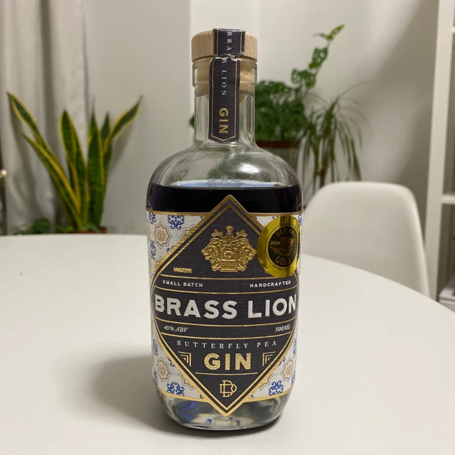 Brass Lion Butterfly Pea Gin
