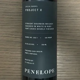 Penelope Project X Straight Bourbon Whiskey Finished In White & Ruby Port Casks Double Finished