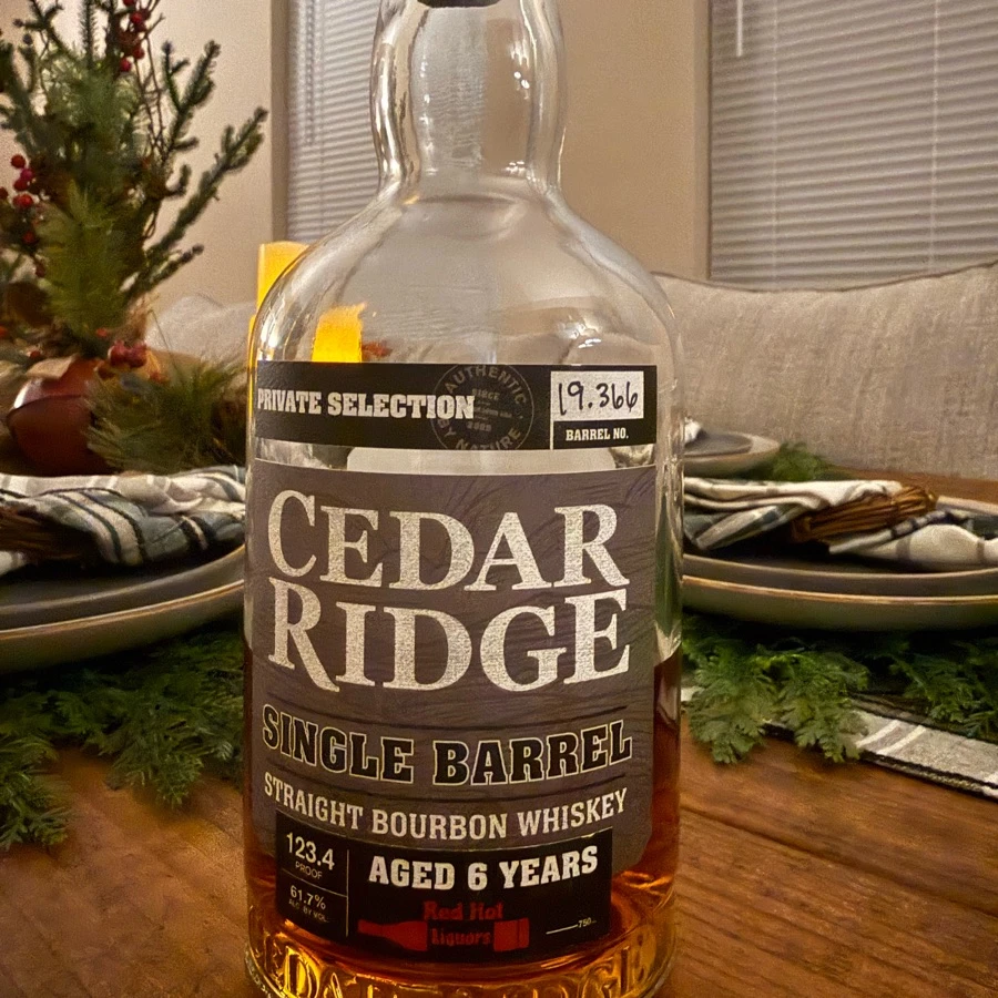 Cedar Ridge Straight Bourbon Whiskey Single Barrel pick by Red Hot Liquors