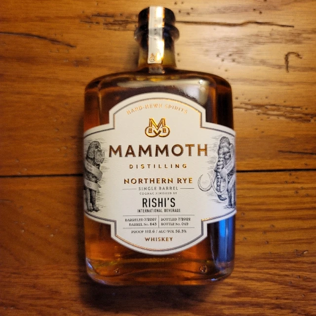 Mammoth Northern Rye Single Barrel Cognac Finished Rishi's International Beverage Barrel Pick 2022)