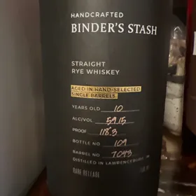 BInder's Stash Rye Whiskey