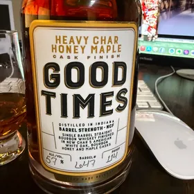 Good Times Heavy Char Honey Maple Cask Finish Barrel Strength - NCF Single Barrel Straight Bourbon Whiskey Finished In New Char 5 American White Oak, Bourbon Honey And Maple Casks (AC/DC)