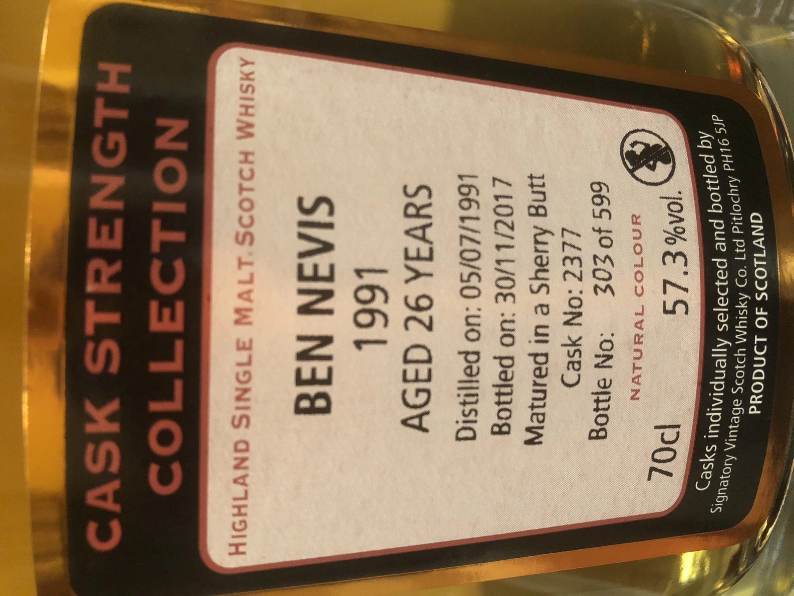 Ben Nevis 1991 26 Year Cask Strength Collection (Signatory)