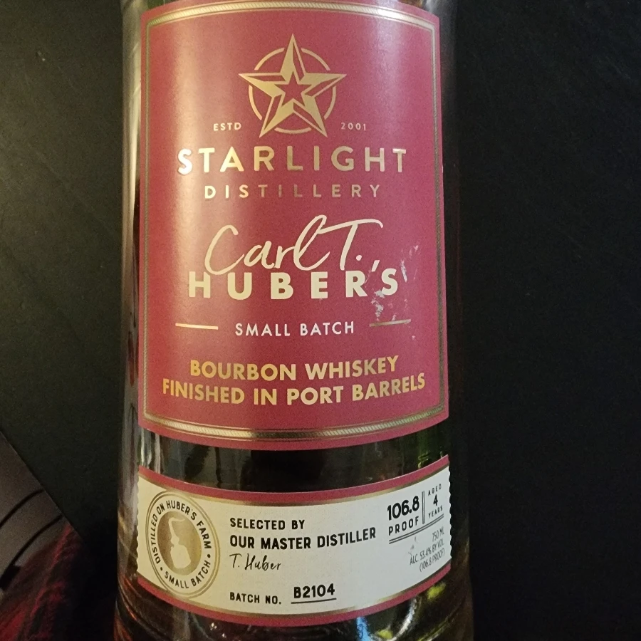 Starlight Carl T. Huber's Bourbon Whiskey finished in Port Barrels