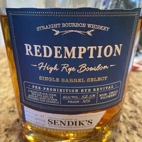 Redemption High Rye Single Barrel Bourbon (Sendiks)