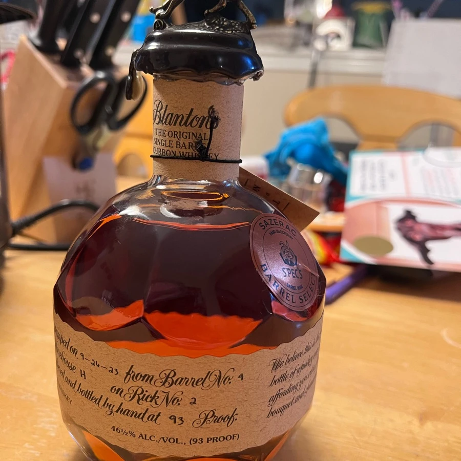 Blanton's Original Single Barrel Bourbon Whiskey Sazerac Barrel Select (Spec's Barrel # 004) Dump Date 9-26-2023 Warehouse H Rick No. 2
