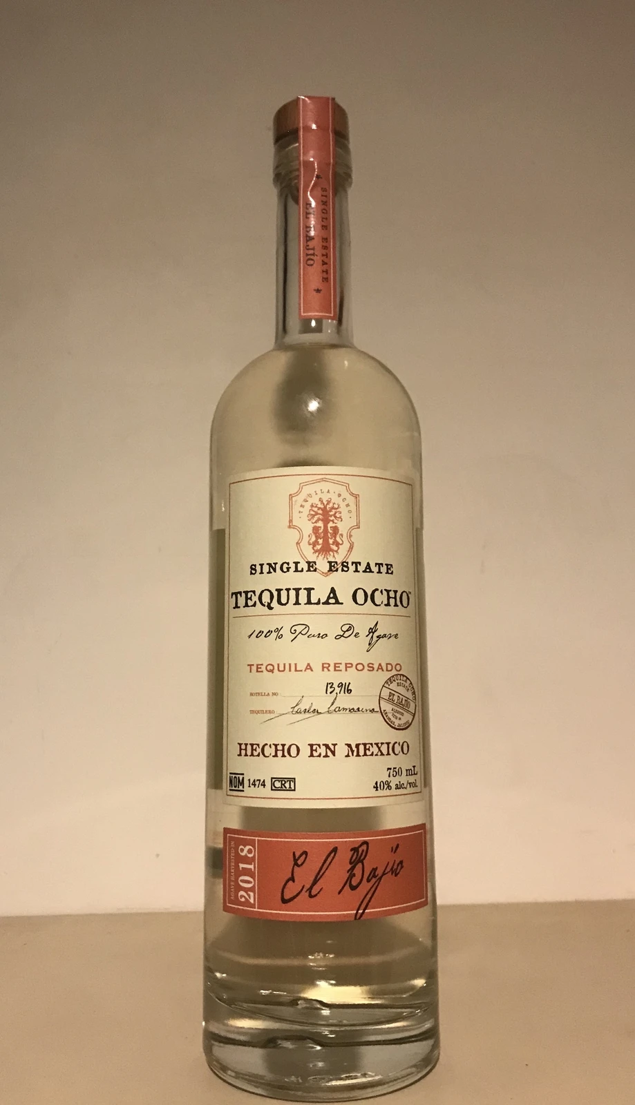 Tequila Ocho Reposado El Bajío 2018