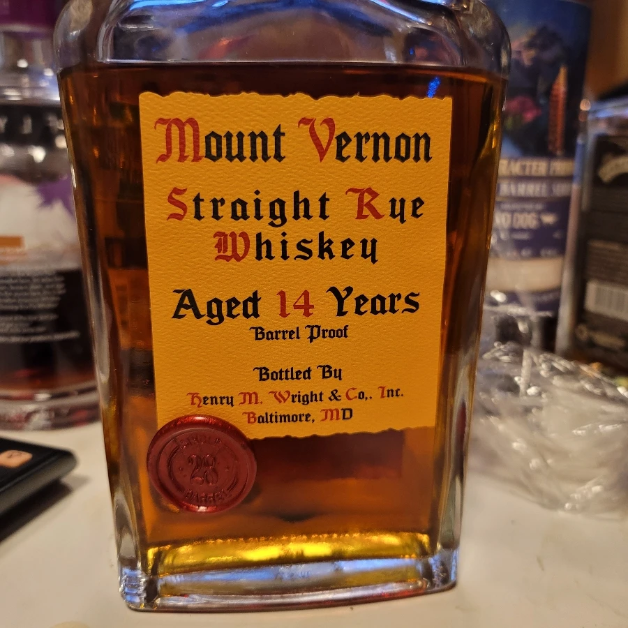 Mount Vernon Straight Rye Whiskey 14 Year Barrel Proof