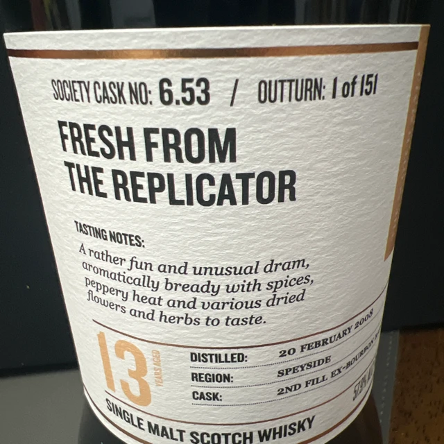 SMWS 6.53 ("Fresh From The Replicator")
