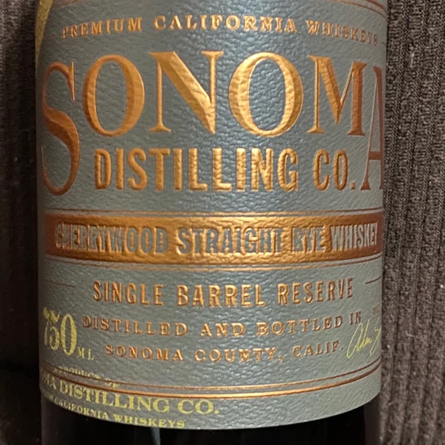 Sonoma Distilling Co Cherrywood Straight Rye Whiskey Single Barrel Reserve
