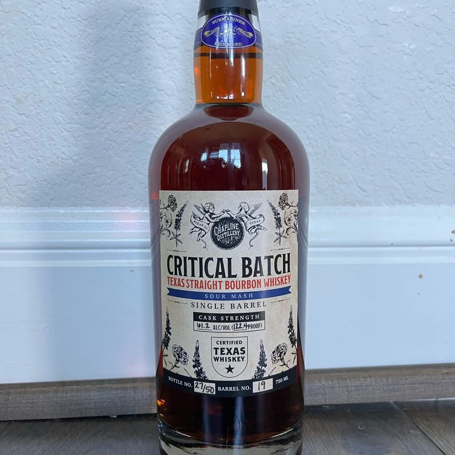 Chapline Critical Batch Texas Strtaight Bourbon Sour Mash Single Barrel