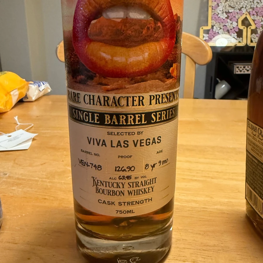 Rare Character Presents Single Barrel Series Selected By Viva Las Vegas Barrel No. VEN-748 Age 8 Yr 9 Mo Kentucky Straight Bourbon Whiskey Cask Strength