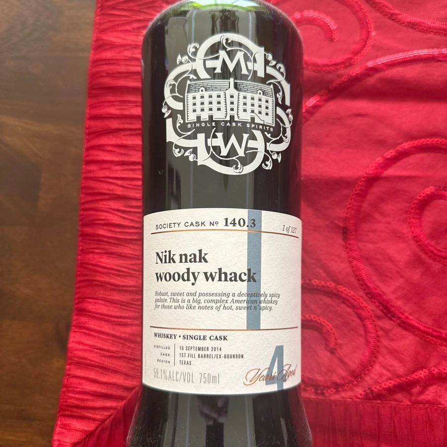 Single Malt Whiskey Society - 140.3 - Nik Nak Woody Whack - Balcones Single Cask