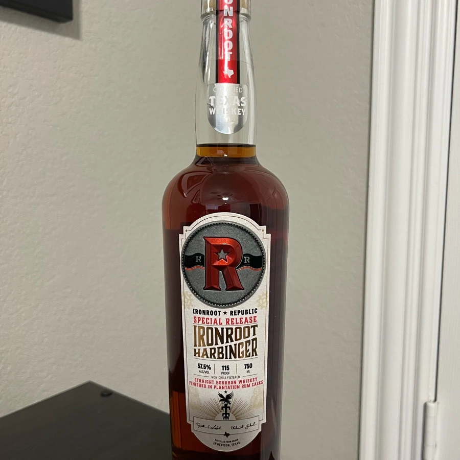 Ironroot Harbinger Straight Bourbon Whiskey Finished in Plantation Rum Casks