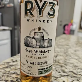 RY3 Rye Whiskey Cask Strength Private Reserve Batch 003 CBS