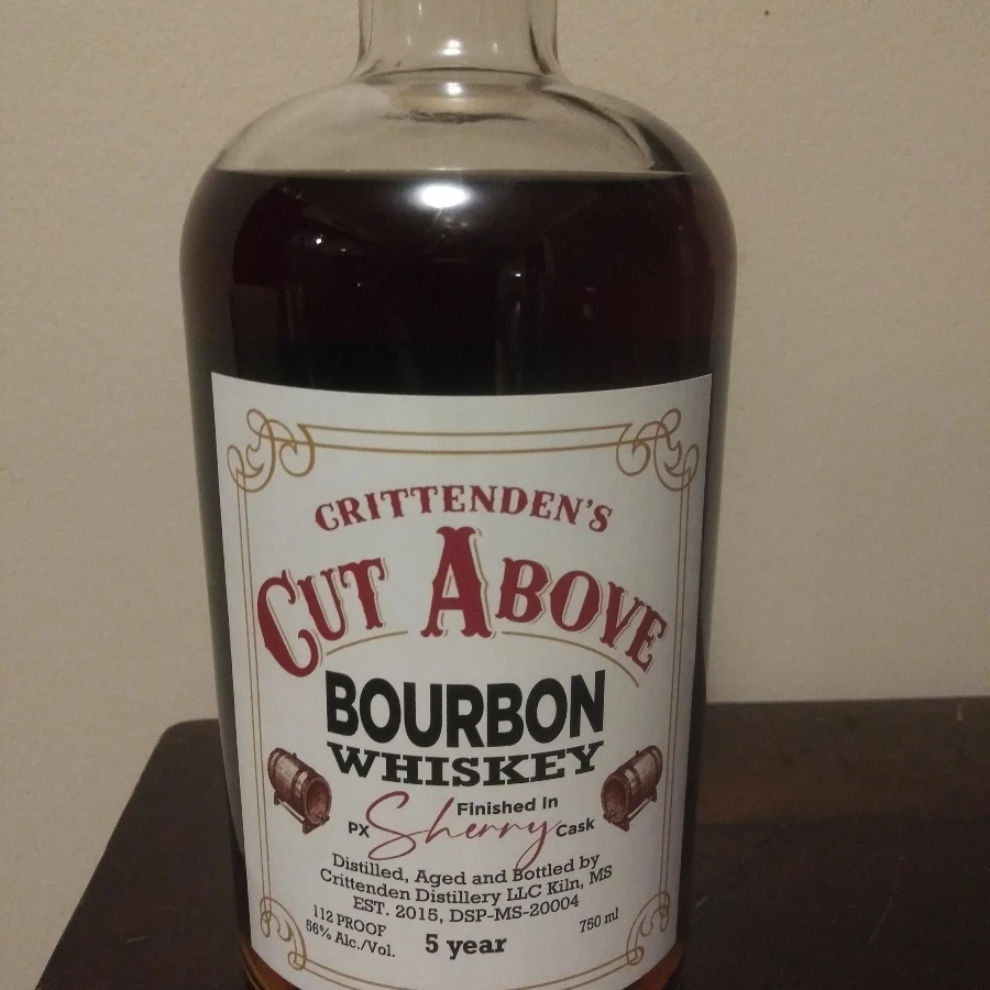 crittenden's Cut Above Bourbon Whiskey finished is PX Sherry cask