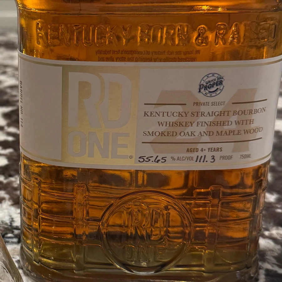 RD One Kentucky Straight Bourbon Whiskey Finished With Smoked Oak and Maple Wood