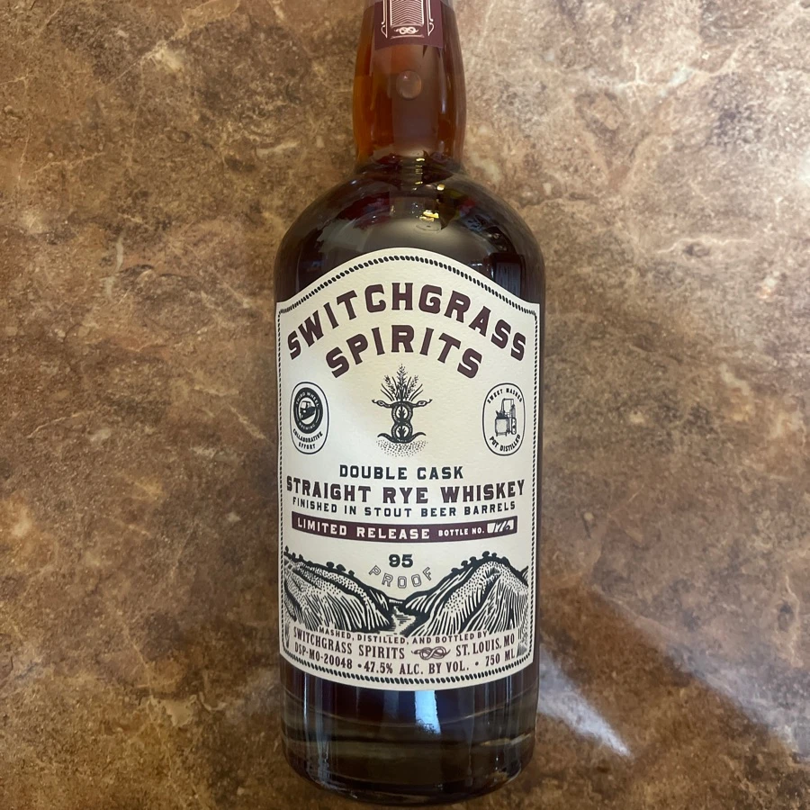 Switchgrass Spirits Double Cask Straight Rye Whiskey Finished in Stout Beer Barrels
