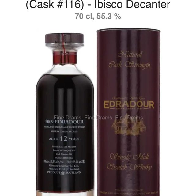 Edradour 12 Year Old 2009 Sherry (Cask #116) - Ibisco Decanter
