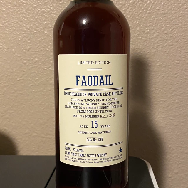 Faodail Bruichladdich Private Cask, Aged 15 Years