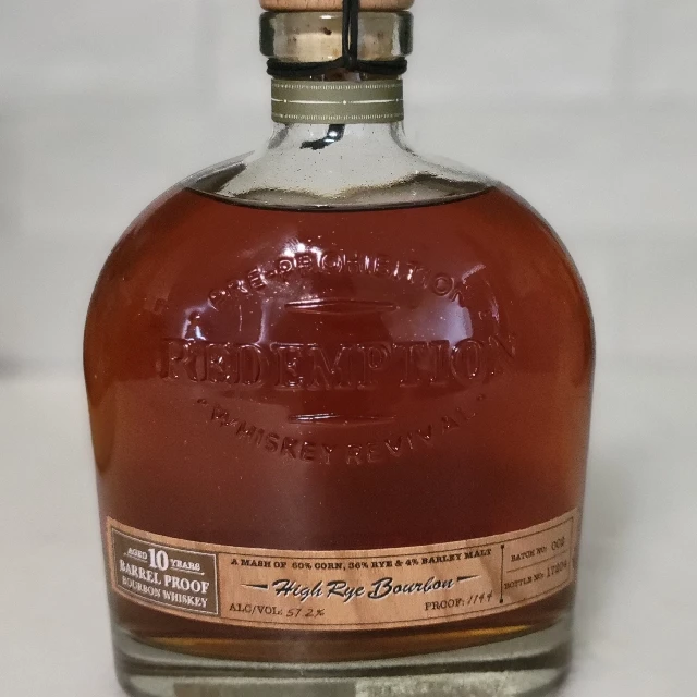 Redemption Barrel Proof 10 year High Rye Bourbon (2021, Batch 002)
