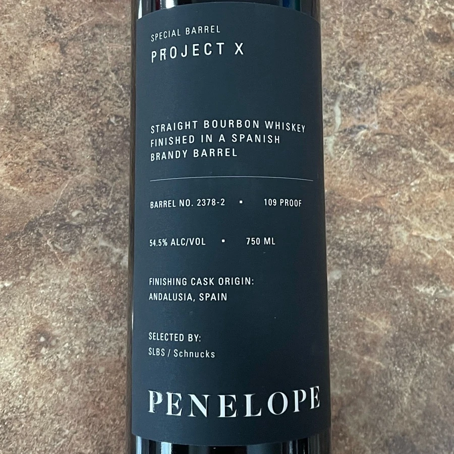 Penelope Project X Straight Bourbon Whiskey Finished In A Spanish Brandy Barrel - SLBS/Schnucks