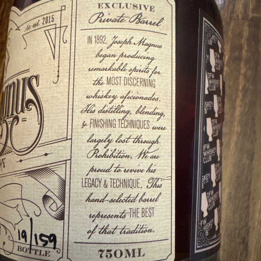 Joseph Magnus Straight Bourbon Whiskey - DFWWC pick 19 of 159