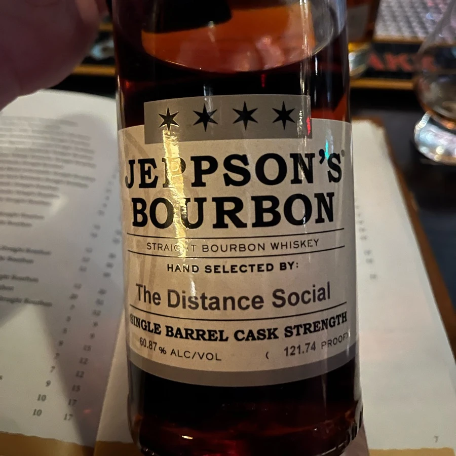 Jeppson's Straight Bourbon Whiskey Hand Selected By: The Distance Social Single Barrel Cask Strength