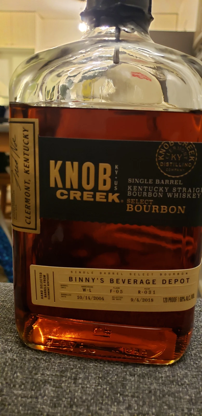 Knob Creek Single Barrel Select Bourbon W-L F-05 R-031 (Binny's Beverage Depot)