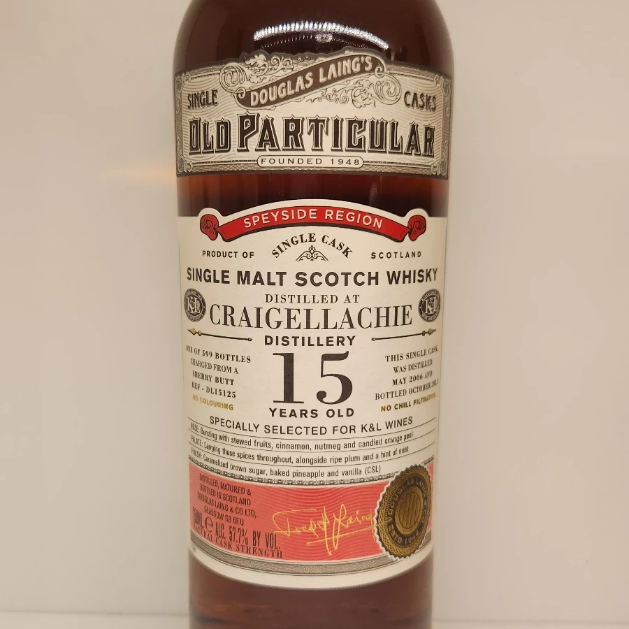2006 Craigellachie 15 Year Old "Old Particular" K&L Exclusive Cask Strength Single Sherry Butt Speyside Single Malt Scotch Whisky