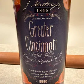 J. Mattingly Greater Cincinnati limited edition, private barrel, select, small batch, light, whiskey, colored and flavored with oak staves