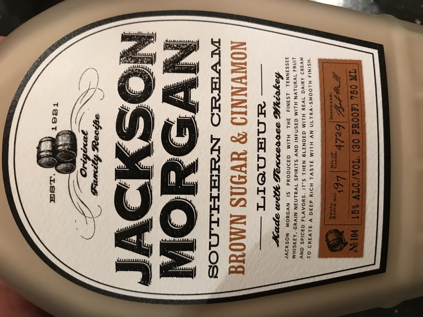 Jackson Morgan southern cream brown sugar and cinnamon
