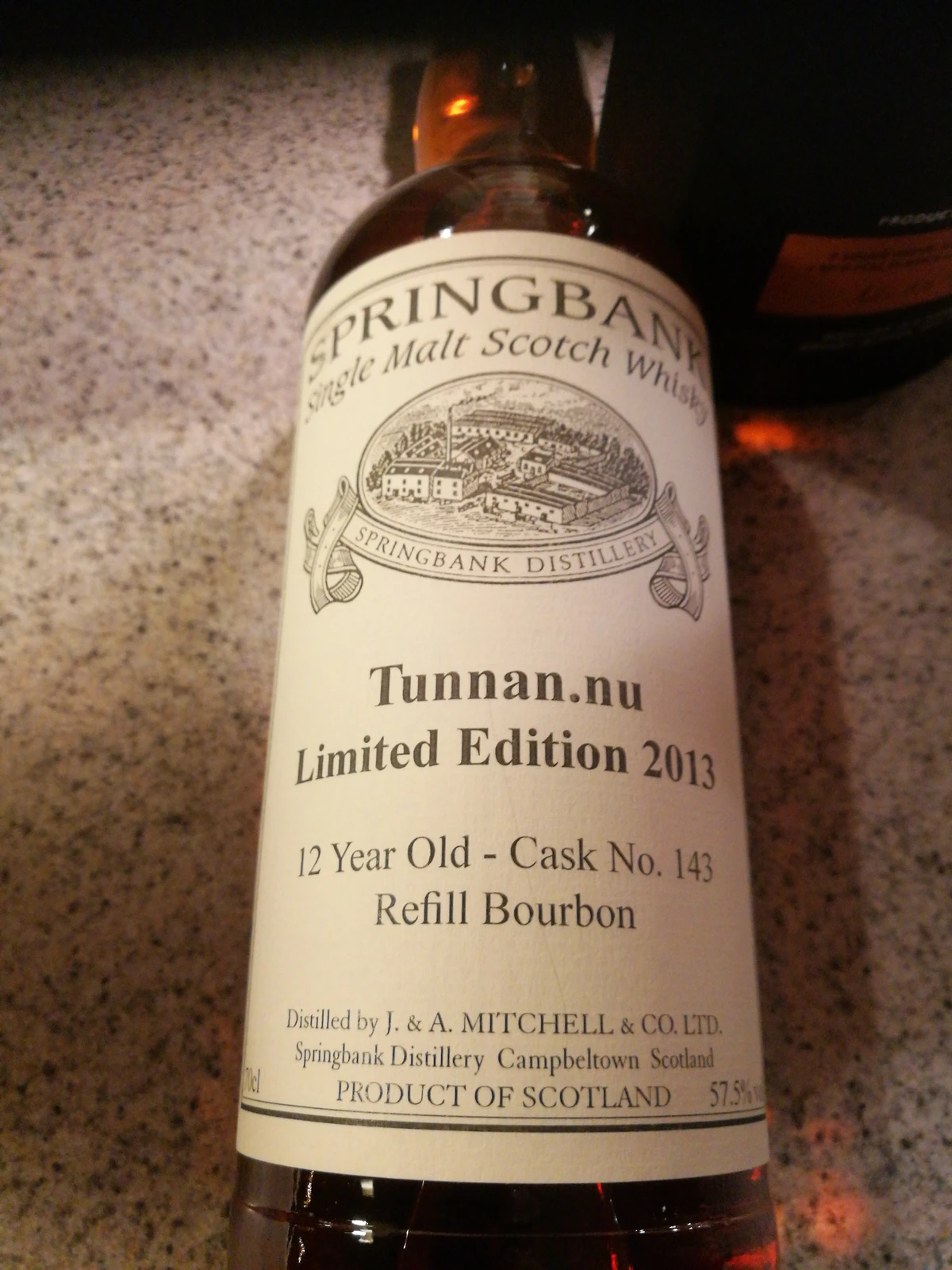 Springbank 12 Year Old Cask No 143 Refill Bourbon